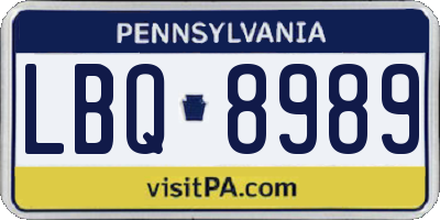 PA license plate LBQ8989