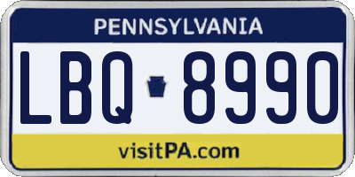 PA license plate LBQ8990