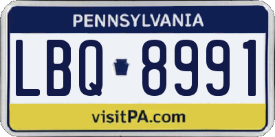 PA license plate LBQ8991