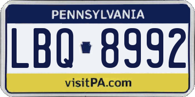 PA license plate LBQ8992