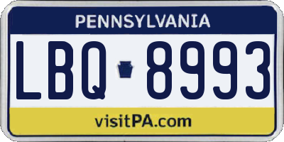 PA license plate LBQ8993