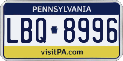 PA license plate LBQ8996