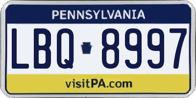 PA license plate LBQ8997