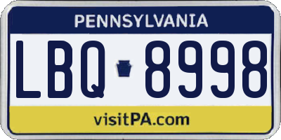 PA license plate LBQ8998