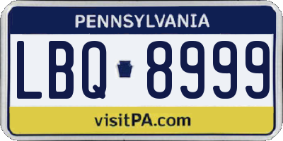 PA license plate LBQ8999