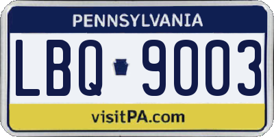 PA license plate LBQ9003