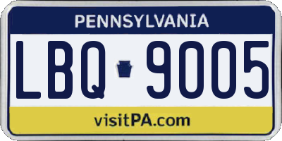 PA license plate LBQ9005