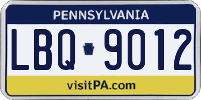 PA license plate LBQ9012