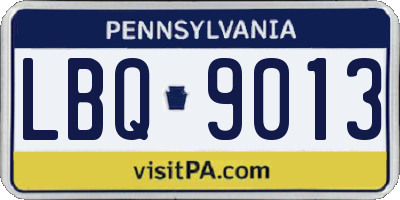 PA license plate LBQ9013