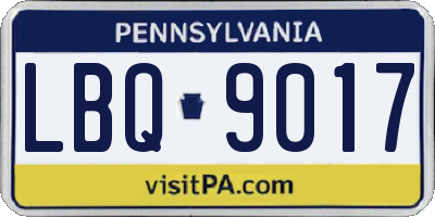 PA license plate LBQ9017