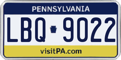 PA license plate LBQ9022