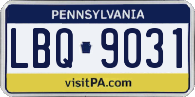 PA license plate LBQ9031