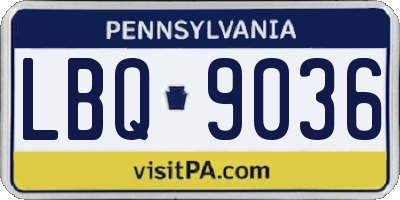 PA license plate LBQ9036