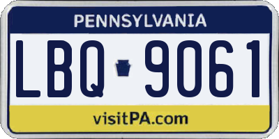 PA license plate LBQ9061
