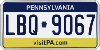 PA license plate LBQ9067