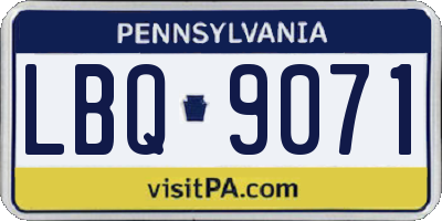 PA license plate LBQ9071