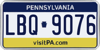 PA license plate LBQ9076