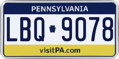 PA license plate LBQ9078