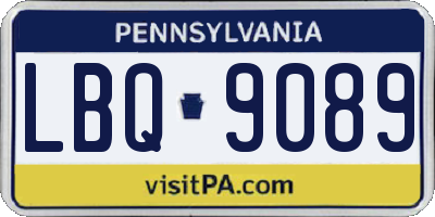 PA license plate LBQ9089