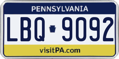 PA license plate LBQ9092