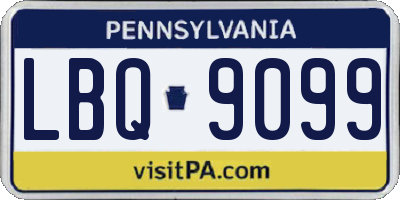 PA license plate LBQ9099