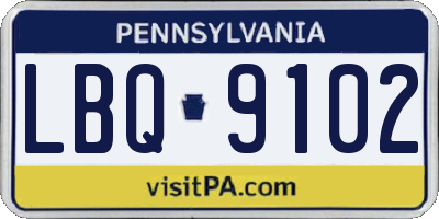 PA license plate LBQ9102