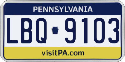 PA license plate LBQ9103