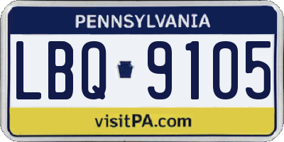 PA license plate LBQ9105