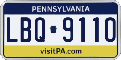 PA license plate LBQ9110