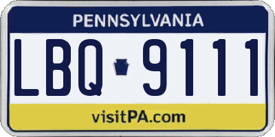 PA license plate LBQ9111