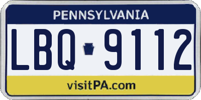 PA license plate LBQ9112