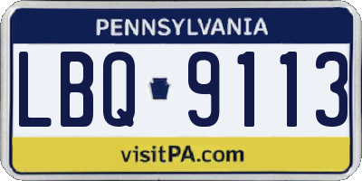 PA license plate LBQ9113