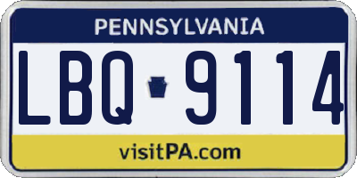 PA license plate LBQ9114