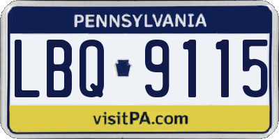 PA license plate LBQ9115