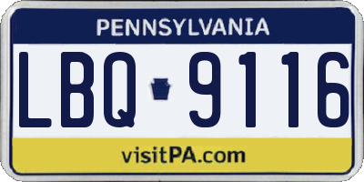 PA license plate LBQ9116