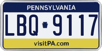 PA license plate LBQ9117