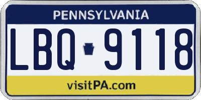 PA license plate LBQ9118