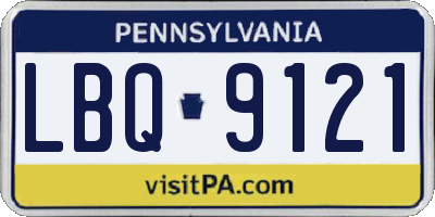 PA license plate LBQ9121