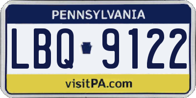 PA license plate LBQ9122