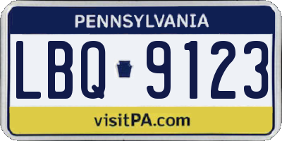 PA license plate LBQ9123