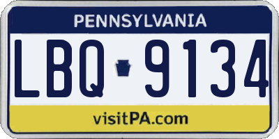 PA license plate LBQ9134