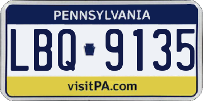 PA license plate LBQ9135