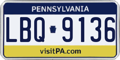 PA license plate LBQ9136