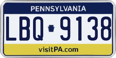 PA license plate LBQ9138