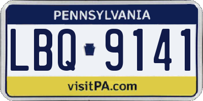 PA license plate LBQ9141