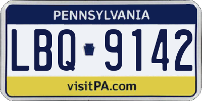 PA license plate LBQ9142