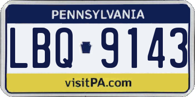 PA license plate LBQ9143