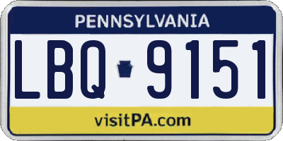 PA license plate LBQ9151