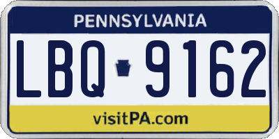 PA license plate LBQ9162