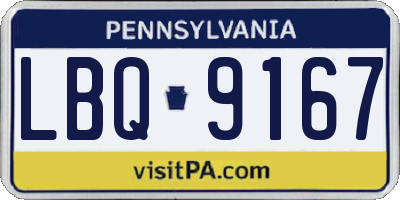 PA license plate LBQ9167